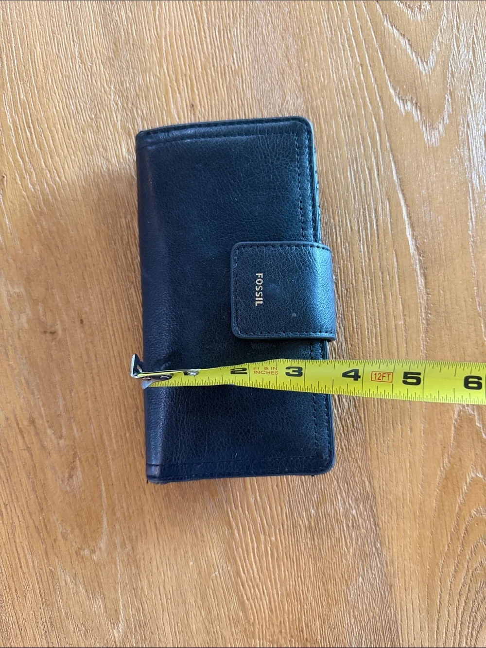 Fossil Black Leather Snap Continental Wallet